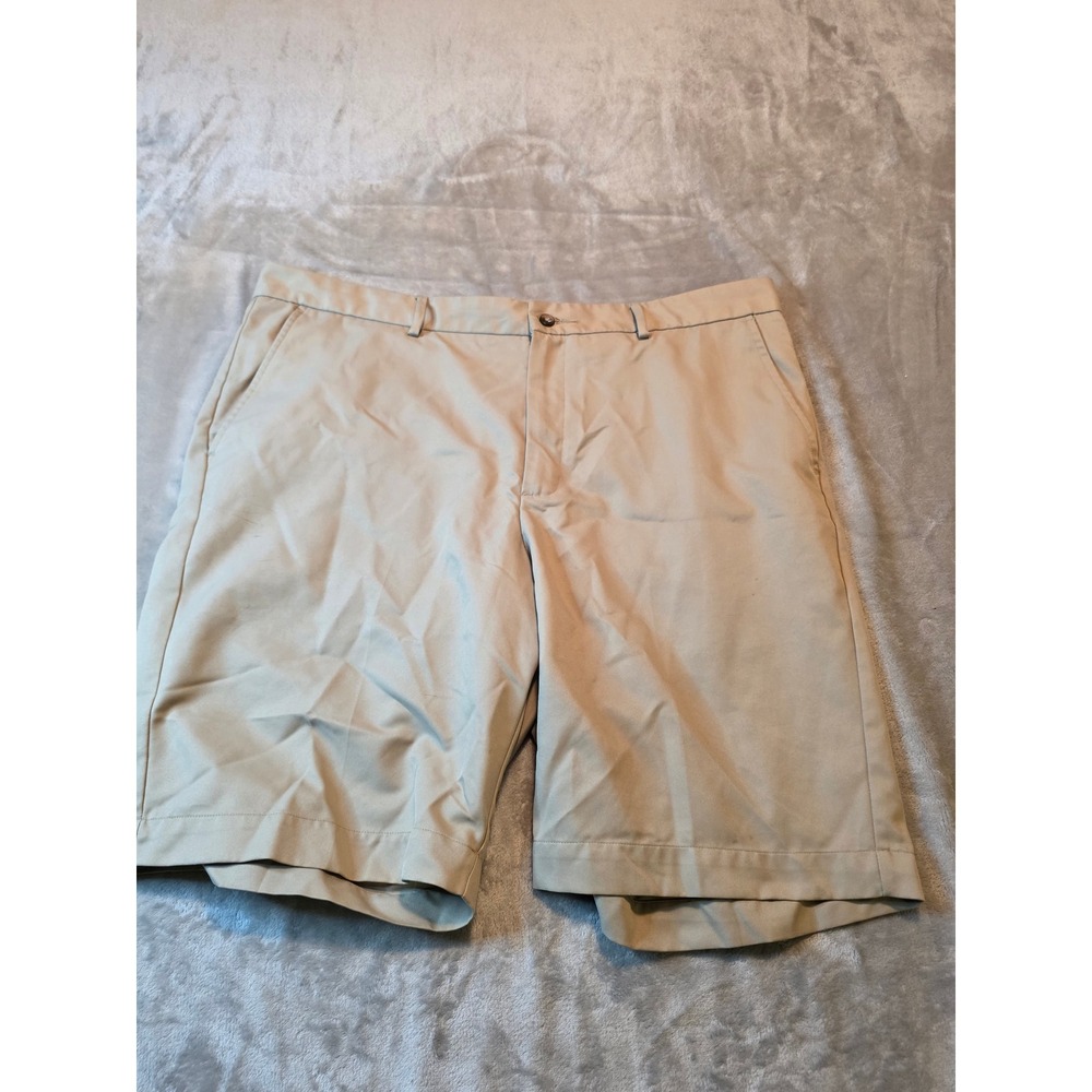 Greg Norman Golf Shorts Mens 38 Khaki Tan Flat Front Performance Polyester